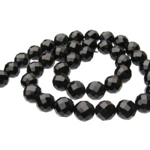 black onyx faceted round beads 10mm