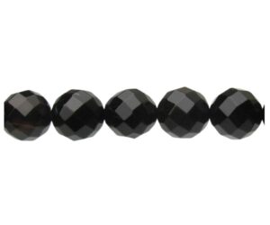 black onyx faceted round beads 10mm
