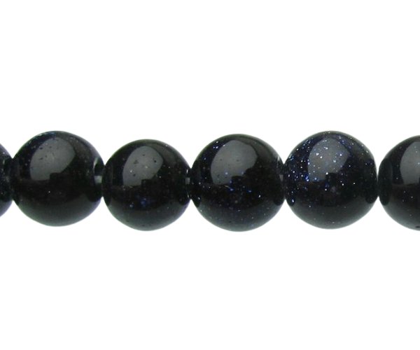 Goldstone Beads, Blue, 8mm Round, 15 Inch Strand