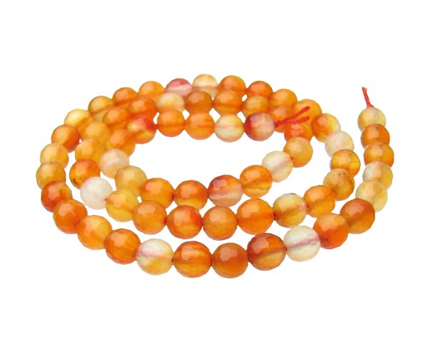 banded carnelian faceted 6mm round gemstone beads