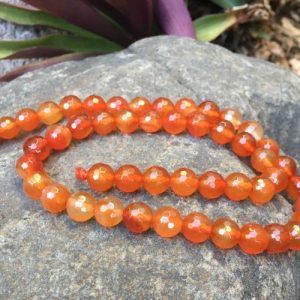 carnelian faceted 8mm gemstone beads