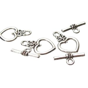 silver heart toggle clasp