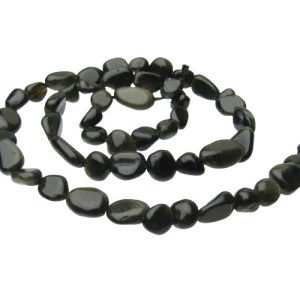golden obsidian pebble gemstone beads