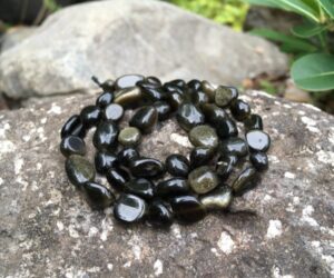golden obsidian pebble gemstone beads