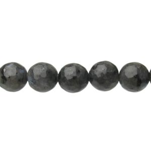 larvikite faceted gemstone round beads 6mm natural crystals