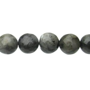 larvikite faceted 8mm round beads