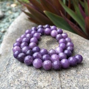 lepidolite 8mm round gemstone beads natural crystals