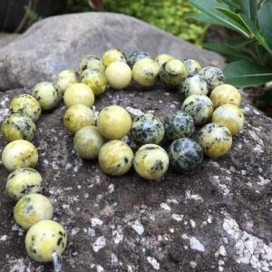 yellow turquoise 12mm round beads