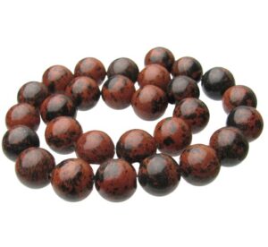 mahogany obsidian 14mm round beads
