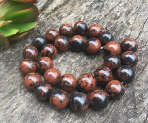 mahogany obsidian 14mm round beads