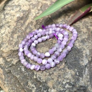 matte banded amethyst gemstone round beads 4mm