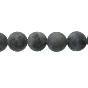 mattelarvikiteroundbads8mm2 matte larvikite 8mm round gemstone beads