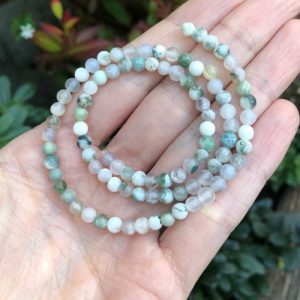 white moss agate 4mm round gemstone beads natural