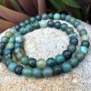 natural green moss agate round beads 6mm matte