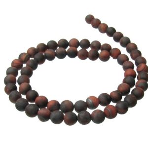 matte red tiger eye gemstone round beads