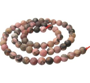 pink rhodonite 6mm round gemstone beads