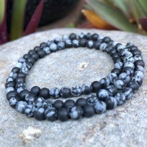natural matte snowflake obsidian round gemstone beads 4mm australia