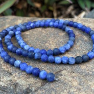 matte sodalite 4mm round gemstone beads