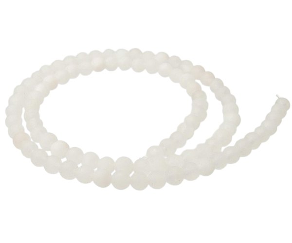 matte white chalcedony 4mm round beads