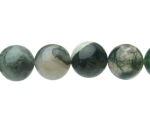 moss agate 12mm round gemstone beads