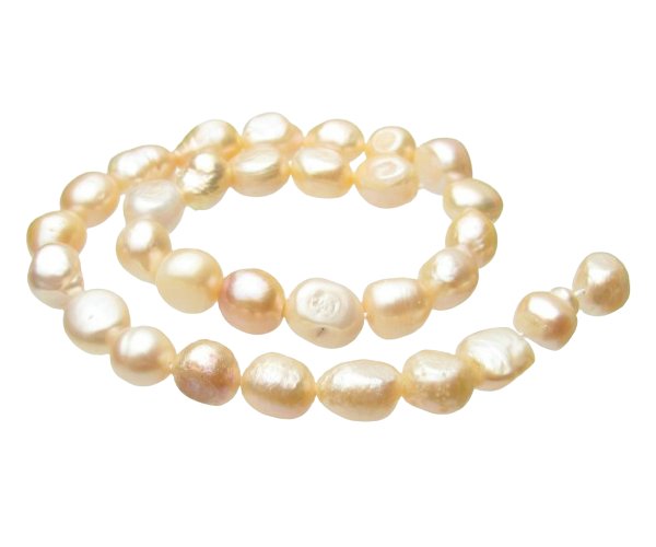 Soft Peach Chunky Elongated Nugget Freshwater Pearls 11-13mm [strand ...