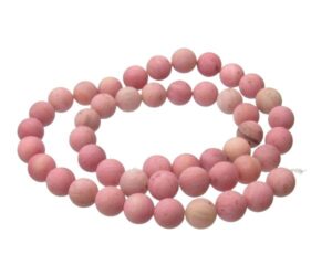 matte pink rhodonite gemstone round beads 8mm