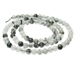 tourmalinated quartz 4mm round gemstone beads