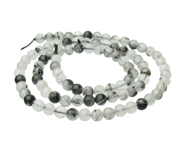 tourmalinated quartz 4mm round gemstone beads