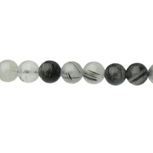 tourmalinated quartz 4mm round gemstone beads