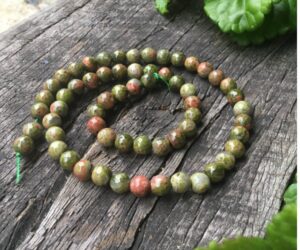 Unakite faceted 6mm round beads