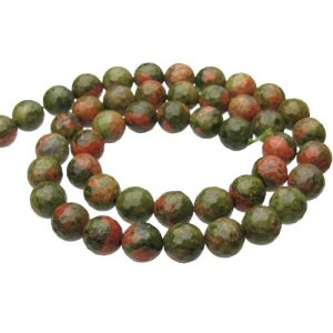Unakite faceted round beads 8mm