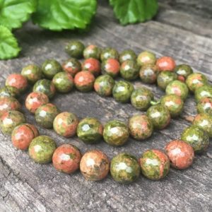 Unakite faceted round beads 8mm