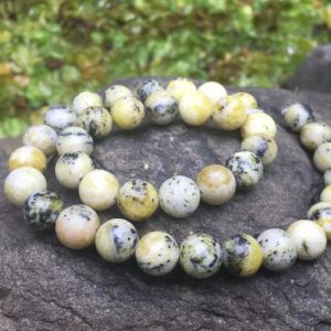 yellow turquoise 10mm round beads