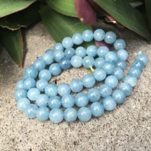 aquamarine 6mm round beads