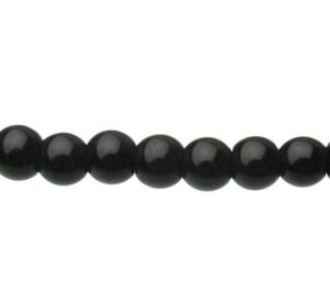 black glass round beads 4mm