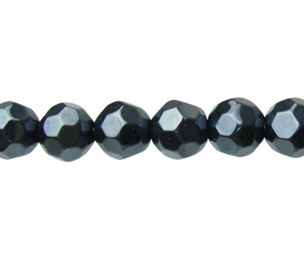 black pearl faceted glass round beads 10mm