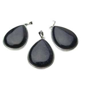 blue goldstone teardrop pendant