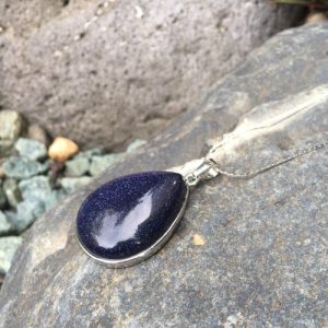 blue goldstone teardrop pendant