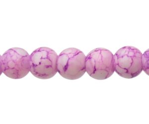 pinky purple marble glass 6mm round beads