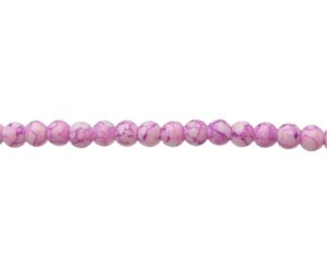 pinky purple marble glass 6mm round beads