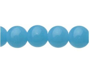 milky blue glass round beads