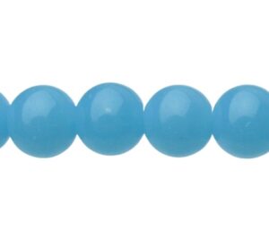 milky blue glass round beads