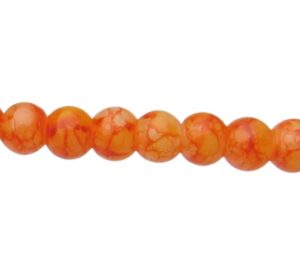 yellow orange marble glass 4mm round beads