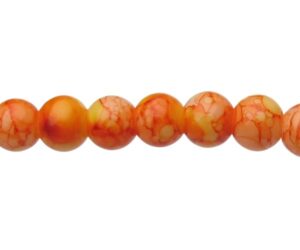 orange marble glass round beads 6mm