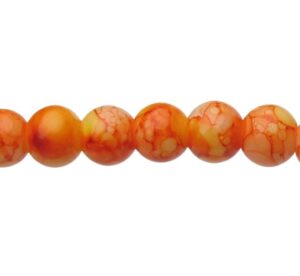 orange marble glass round beads 6mm