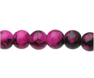 purple and black marble glass beads 6mm round