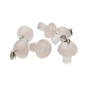 rose quartz gemstone mushroom pendants