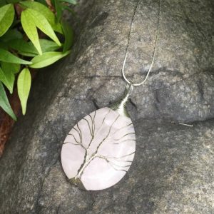 rose quartz tree of life pendant