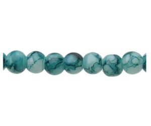 teal marble glass round beads 4mm