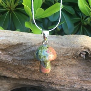 unakite mushroom pendant